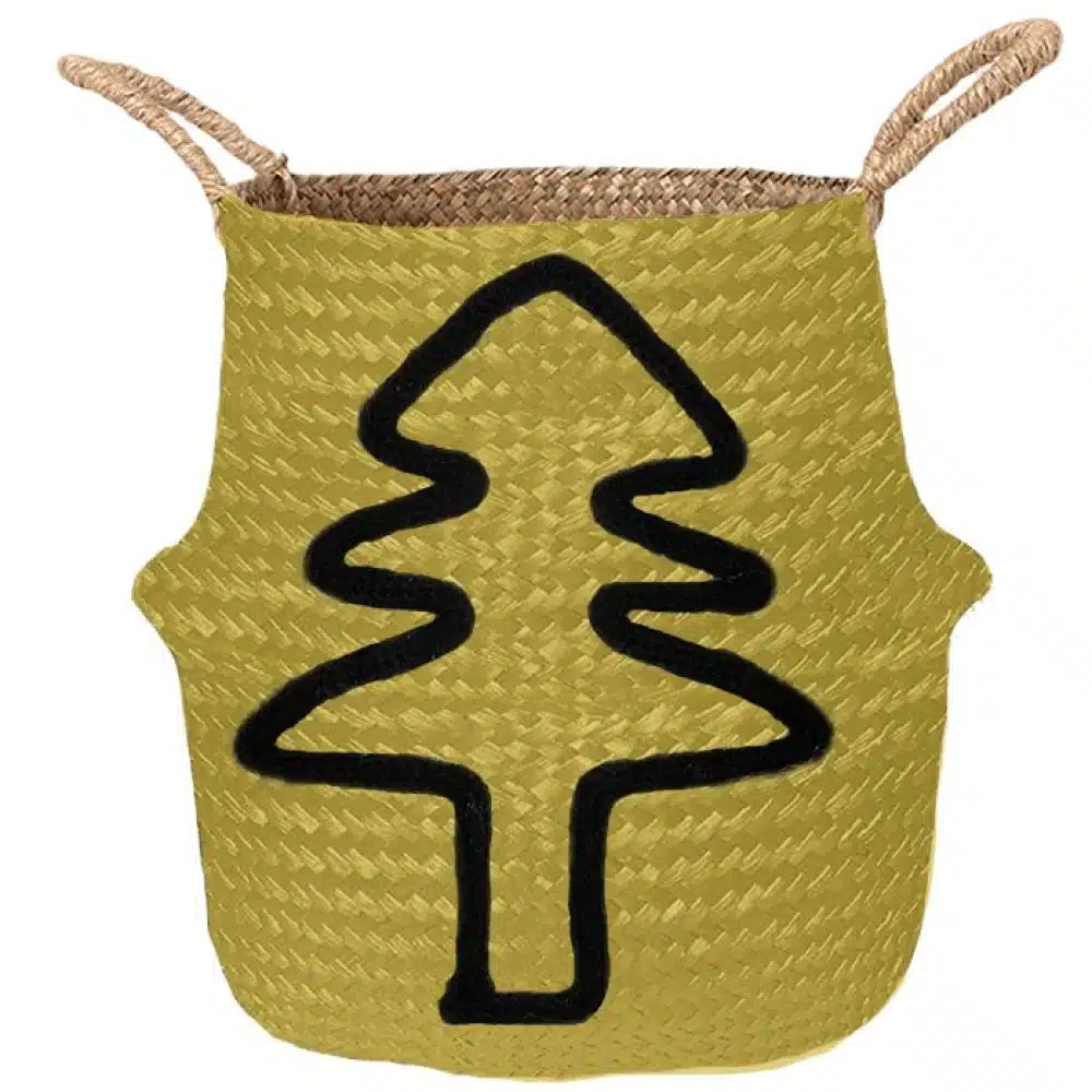 Kerstboom mand van zeegras geel