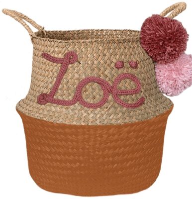 Handgemaakte Naammand van zeegras diep oranje