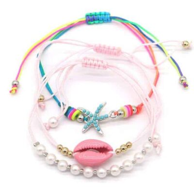 armband zeester parel schelp roze scaled