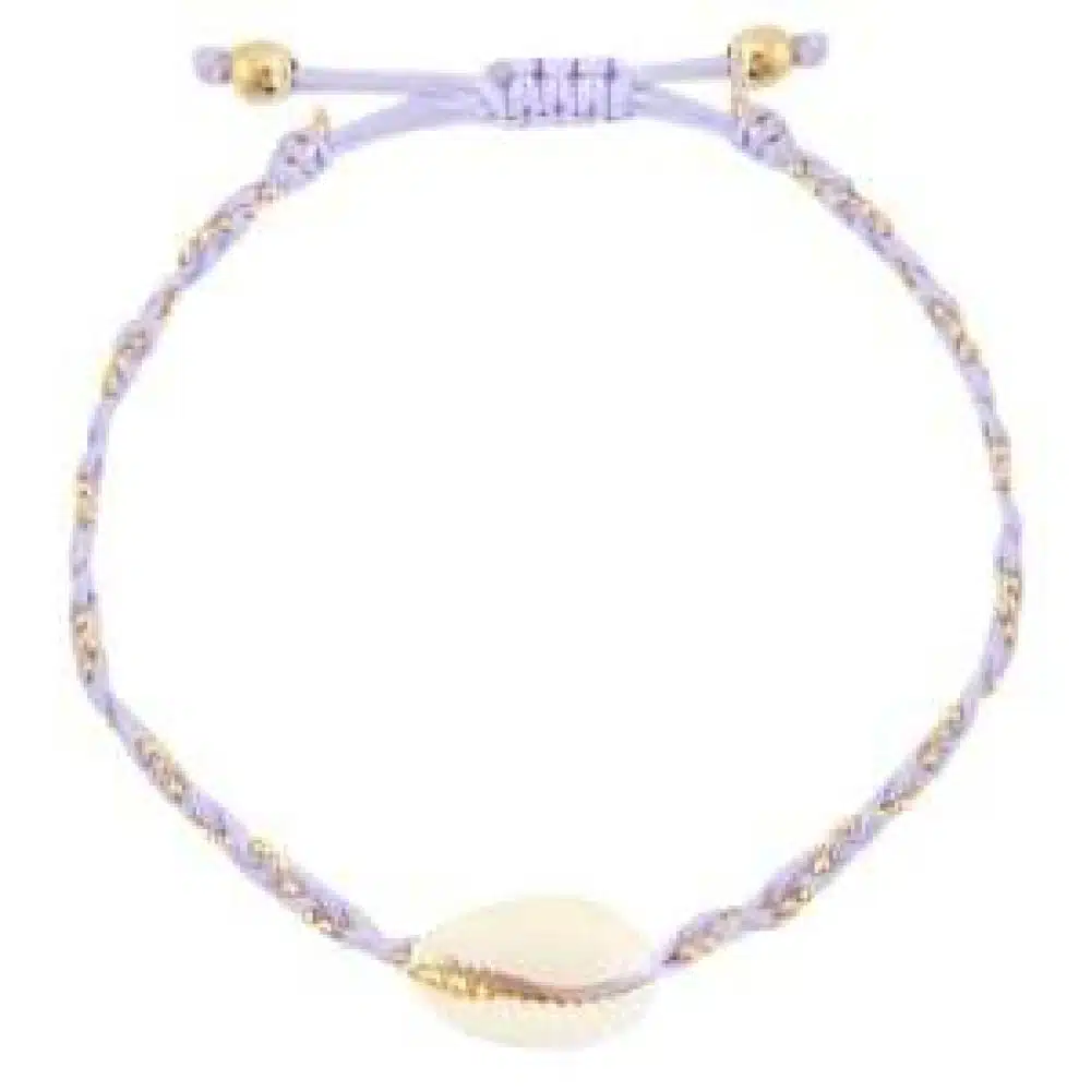 Trendy Armbanden Kauri gevlochten Lilac purple