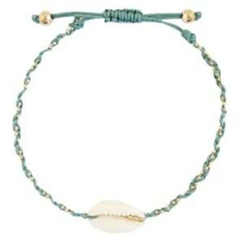 Trendy Armbanden Kauri gevlochten Ocean blue