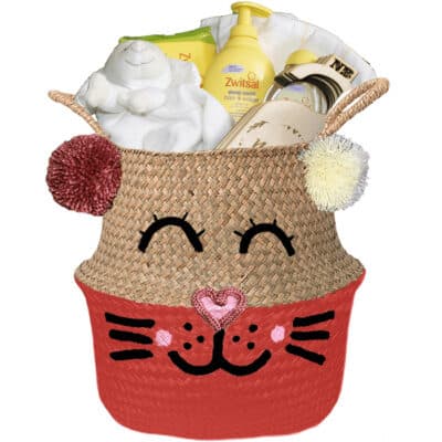 Konijntje mand geschenk love neutraal met naam lipstick rood