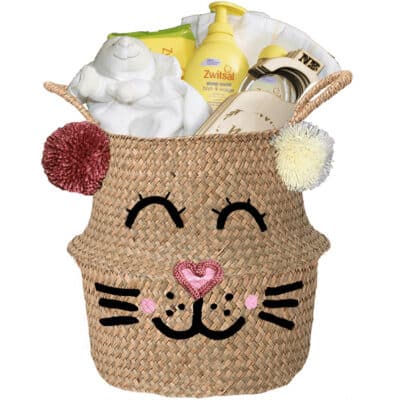 Konijntje mand geschenk love neutraal met naam naturel