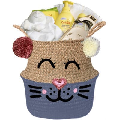 Konijntje mand geschenk love neutraal met naam provence blauw