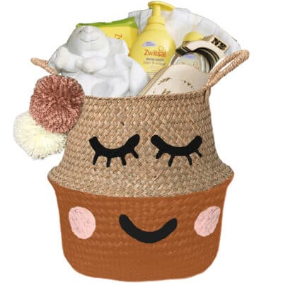 Verlegen kraam mand love neutraal met naam diep oranje