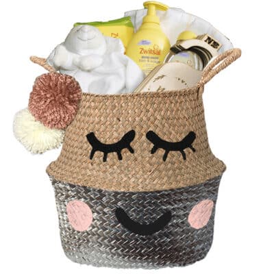 Verlegen kraam mand love neutraal met naam zilver