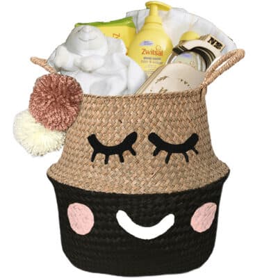 Verlegen kraam mand love neutraal met naam zwart