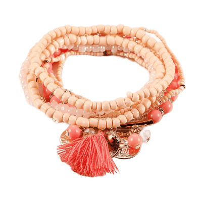 Bohemian Charm Wrap Armband Femme Roze