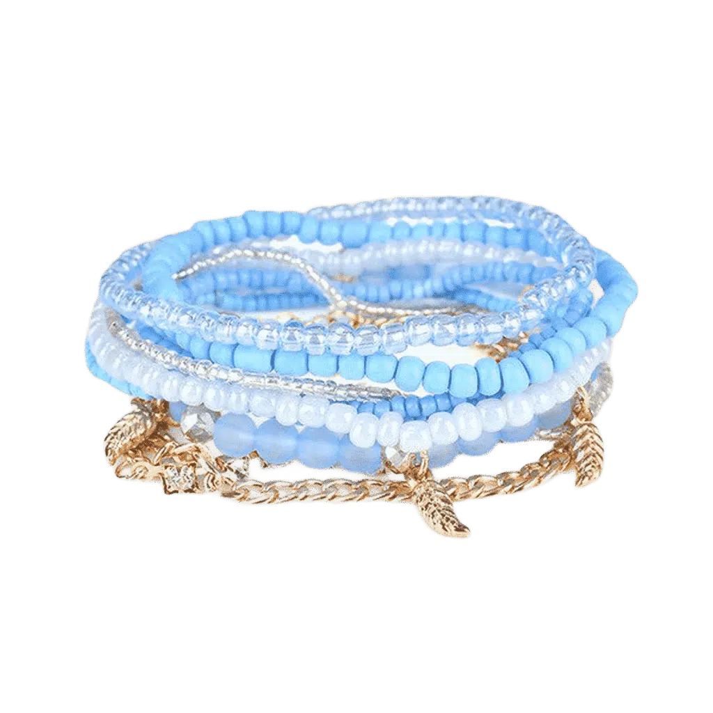 Bohemian Leaf Armband Pulsera Blauw