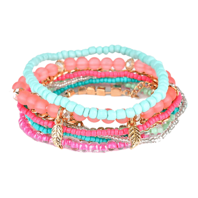 Bohemian Leaf Armband Pulsera Groen Roze