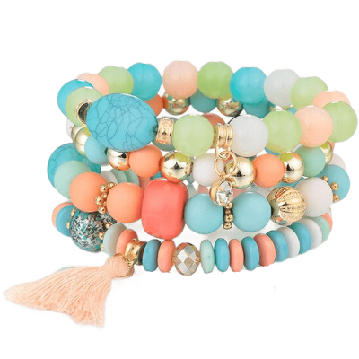 Bohemian Power Slake armband roze groen