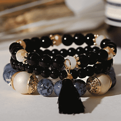 Boho Charm Power Slake armband zwart2