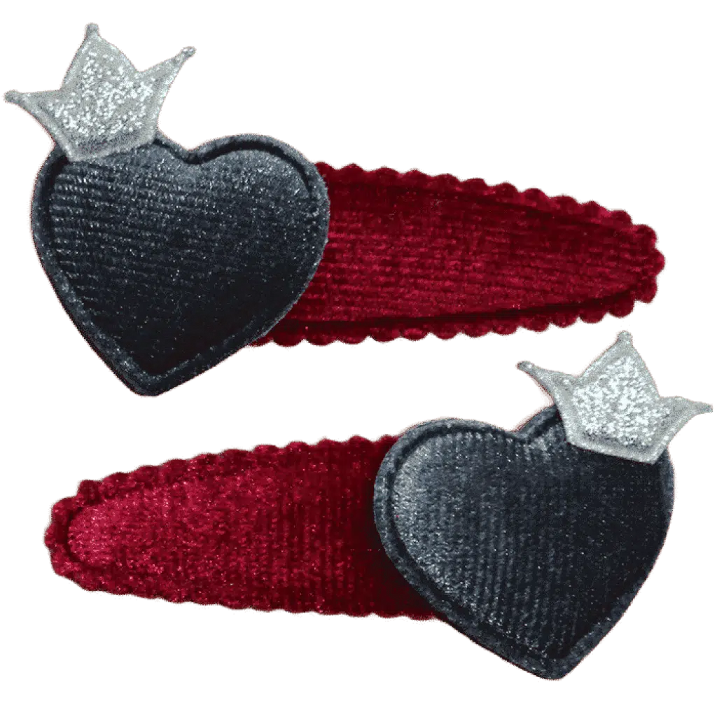 Hartje kroon speldje rood handgemaakt 6 cm