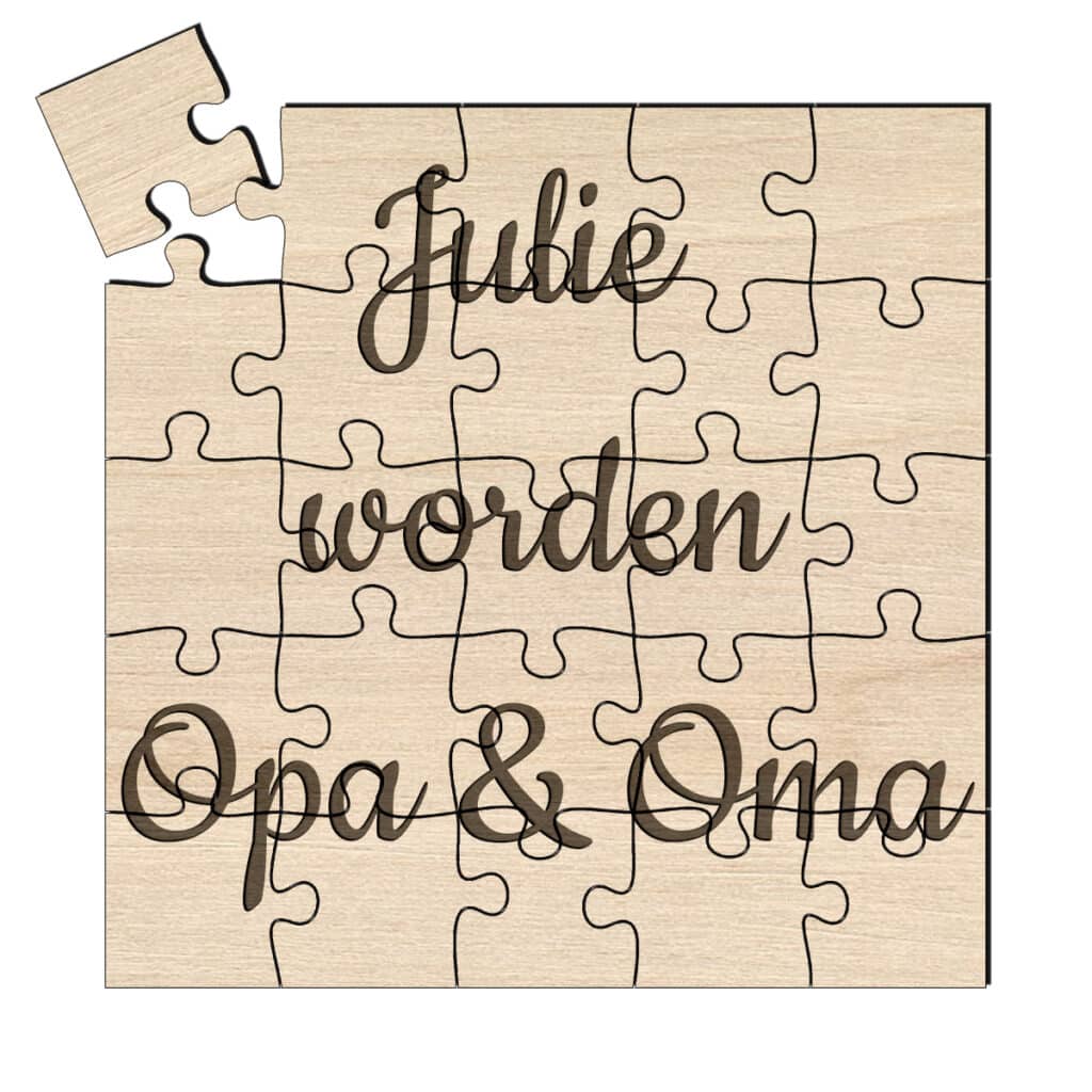 Houten puzzel met eigen tekst