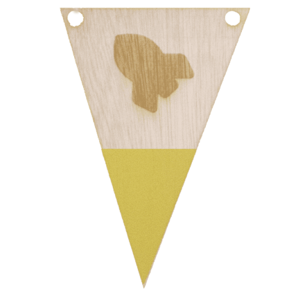 Raketvlag met punt in kleur gegraveerd