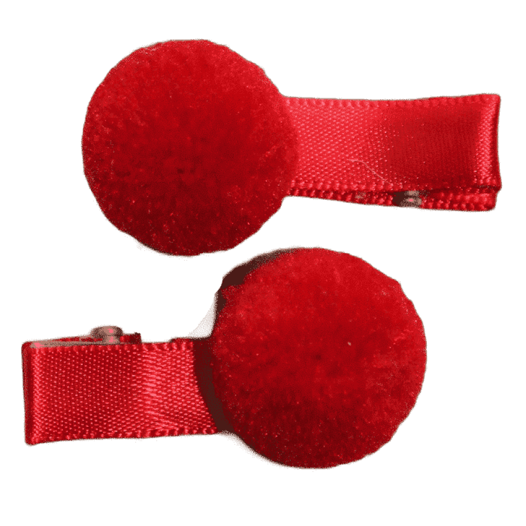 Rood pompon speldje handgemaakt 4 cm