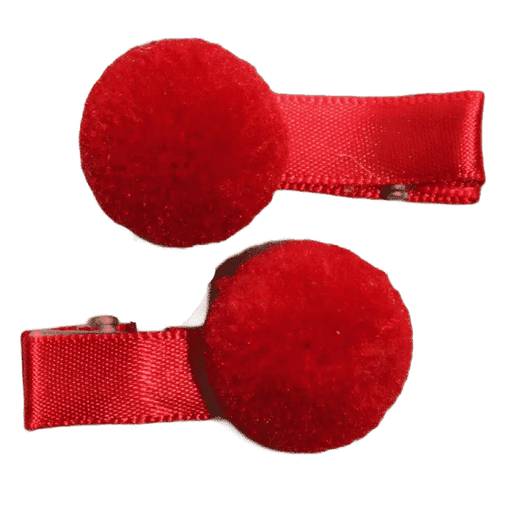 Rood pompon speldje handgemaakt 4 cm