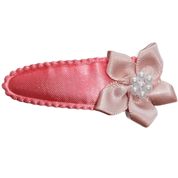Roze haarklipje met bloem handgemaakt 6 cm