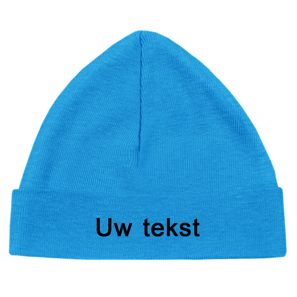 Funnies mutsje blauw 50-56 optie met naam