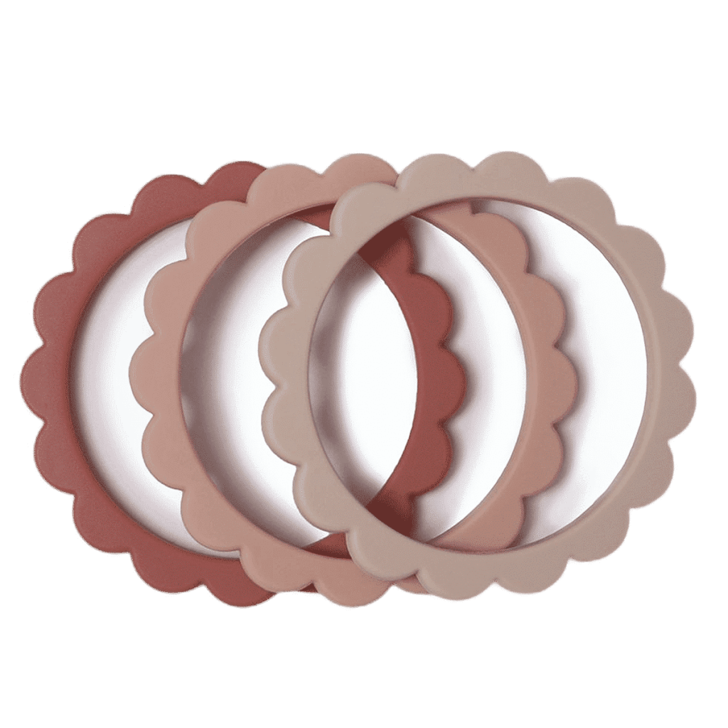 Mushie bloem bijtring armband Rose-Blush-Sand