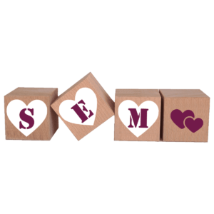 Houten naamblokken M Hart