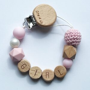 Speenkoord met naam roze 1 Speenkoord met naam roze