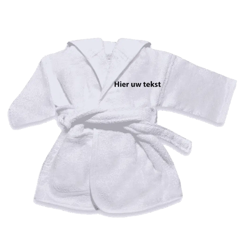 Badjas Uni Line Wit 1-2jr optie met naam