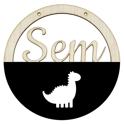 Houten dino hoepel in kleur met naam zwart