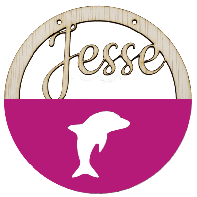 Houten dolfijn hoepel fusia met naam