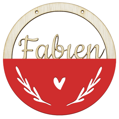 Houten hart hoepel in kleur met naam lipstick rood