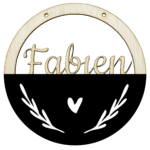 Houten ring met naam hart