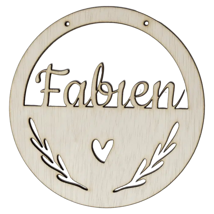 Houten hart hoepel in kleur met naam