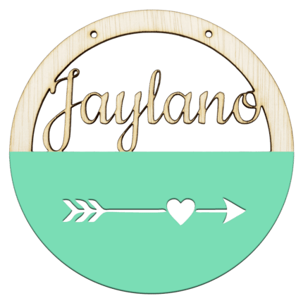 Houten ring met naam hartpijl