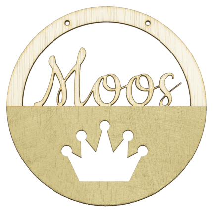 Houten ring met naam kroon