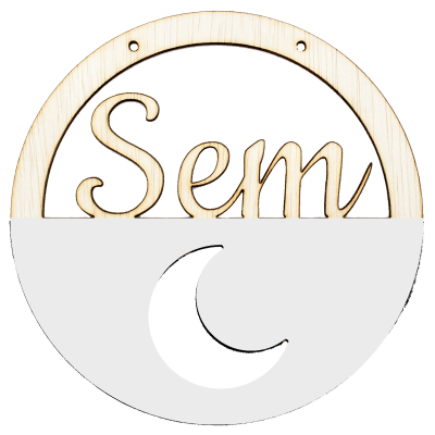 Houten maan hoepel wit met naam