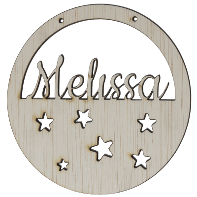 Houten rising star hoepel in kleur met naam