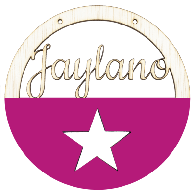 Houten ster hoepel met naam fusia