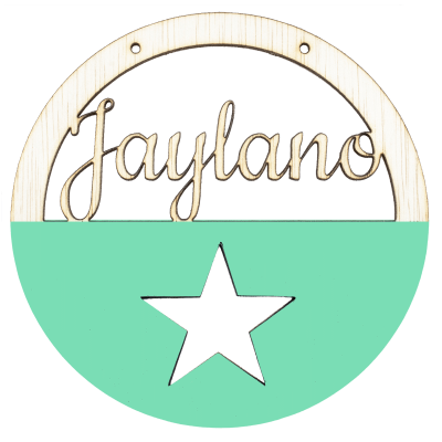 Houten ster hoepel met naam zee Groen