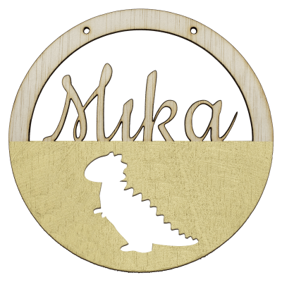 Houten trex hoepel in kleur met naam goud