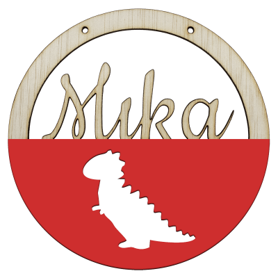 Houten trex hoepel in kleur met naam lipstick rood