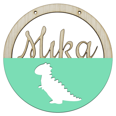 Houten trex hoepel in kleur met naam zee groen