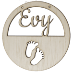 Houten voetjes hoepel in kleur met naam