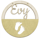 Houten ring met naam voetjes