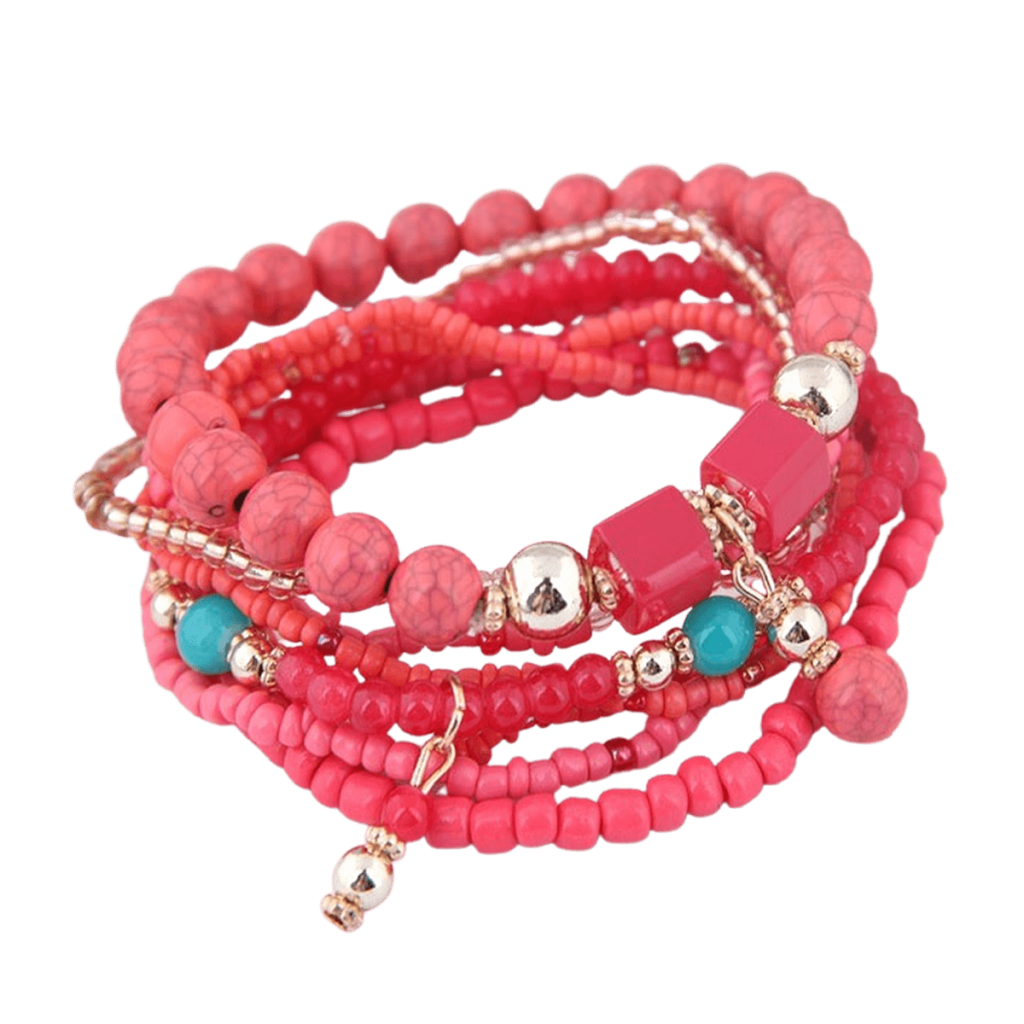 Bohemian armband rood roze