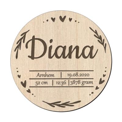 Geboortebord hout sier gratis koord