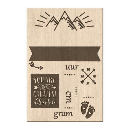 Geboortebord mountain met naam