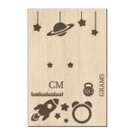 Houten naambord geboorte space