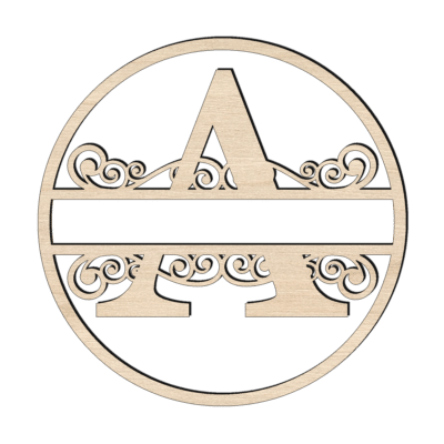 Houten ring met sier naam en hoofdletter naturel blanco 1