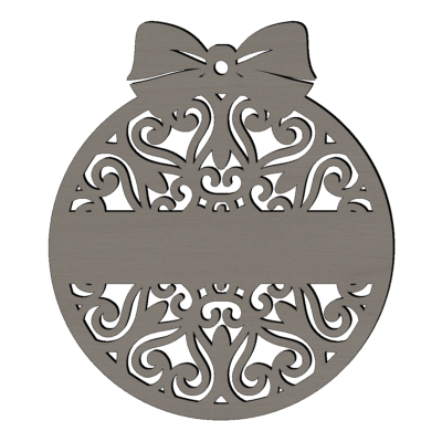 Gepersonaliseerde houten strik kerstbal sier met naam antraciet