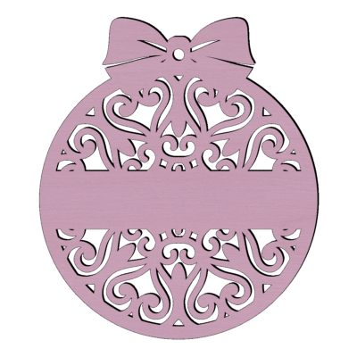 Gepersonaliseerde houten strik kerstbal sier met naam roze